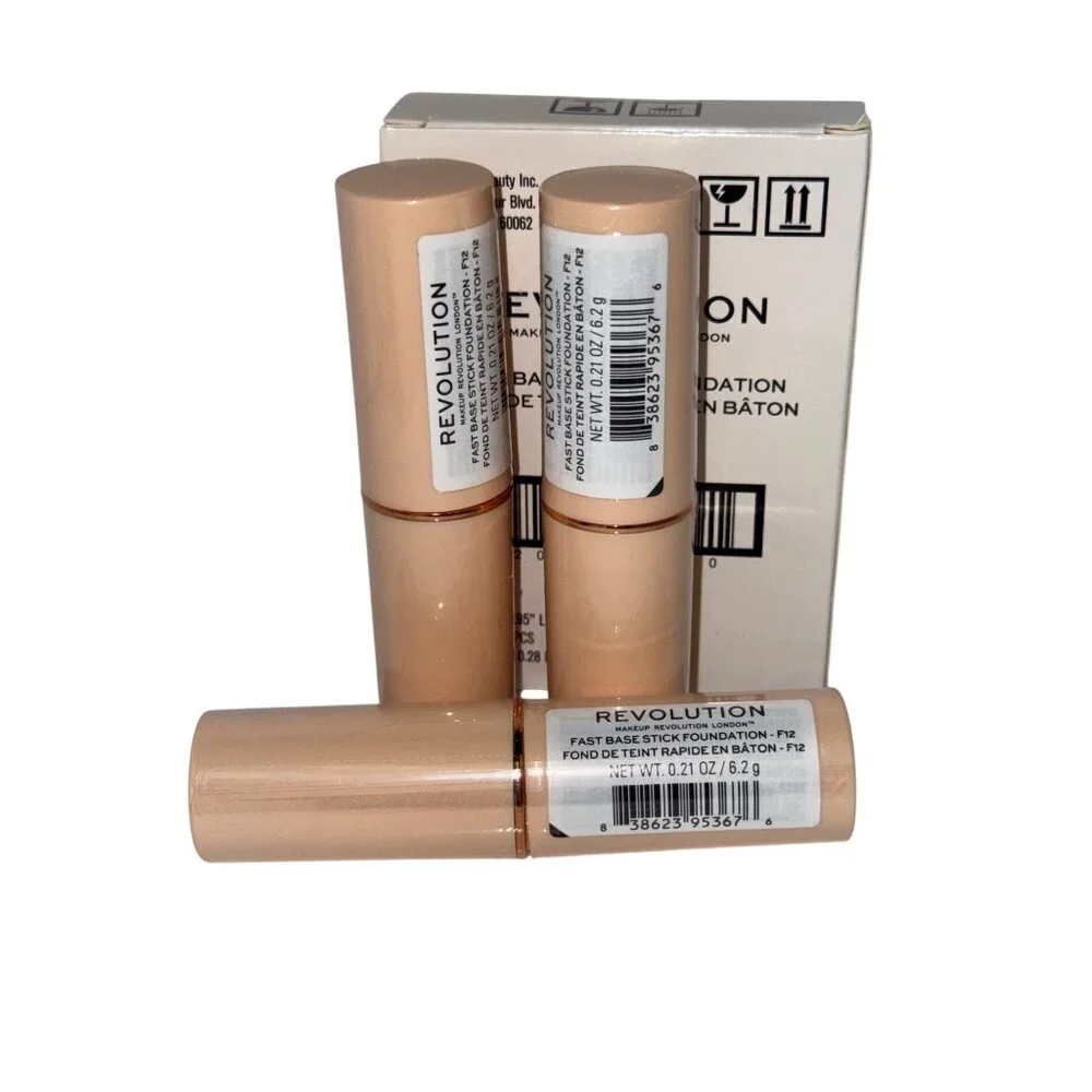 Makeup Revolution Fast Base Stick Foundation F12 0.21oz / 6.2g – Lot of 3 – New
